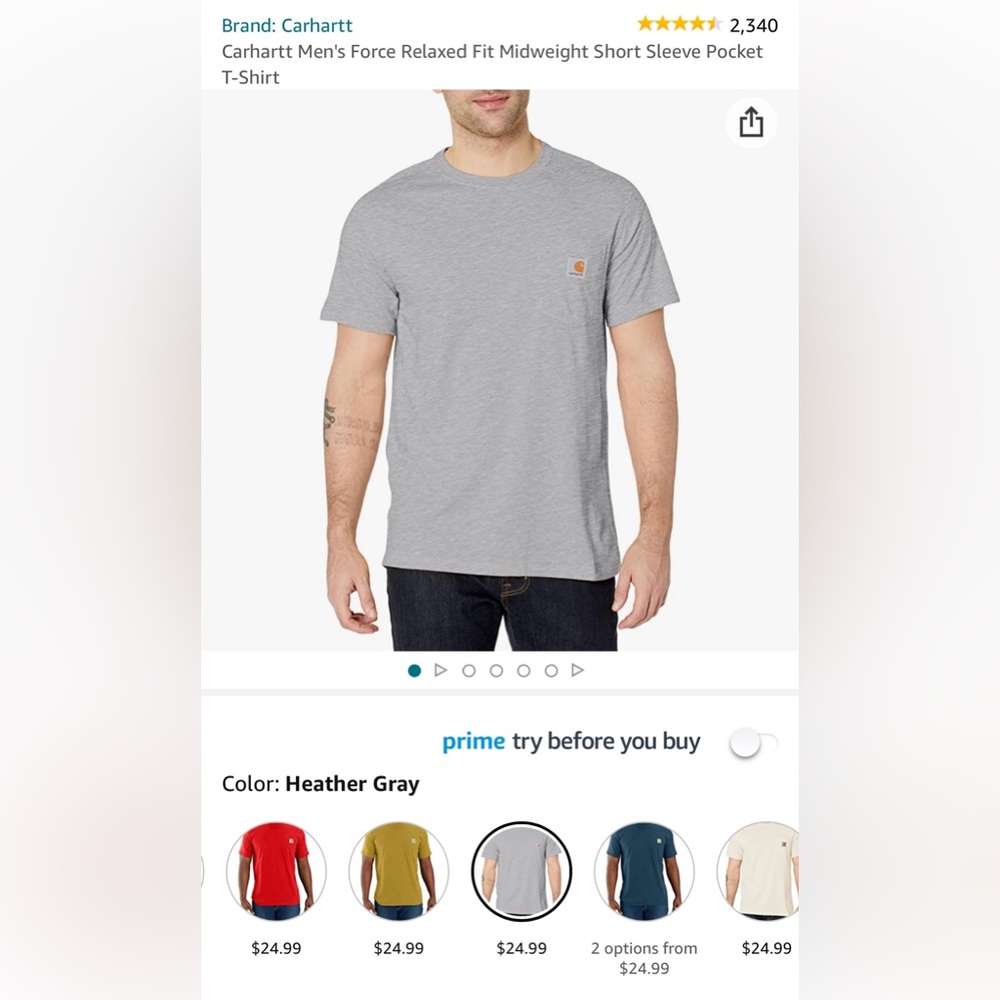 Carhartt Men's Force Relaxed Fit Midweight Short Sleeve Pocket T-Shirt